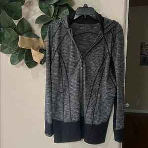 lululemon athletica Gray Black Marled Zip-Up Hoodie